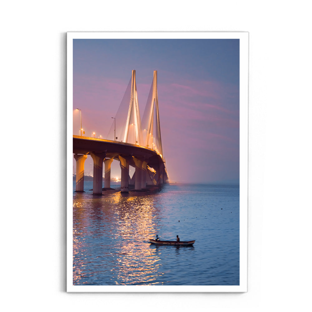 Bandra-Worli Sea Link at Dusk - Wall Photo Frame by Jeet Khagram