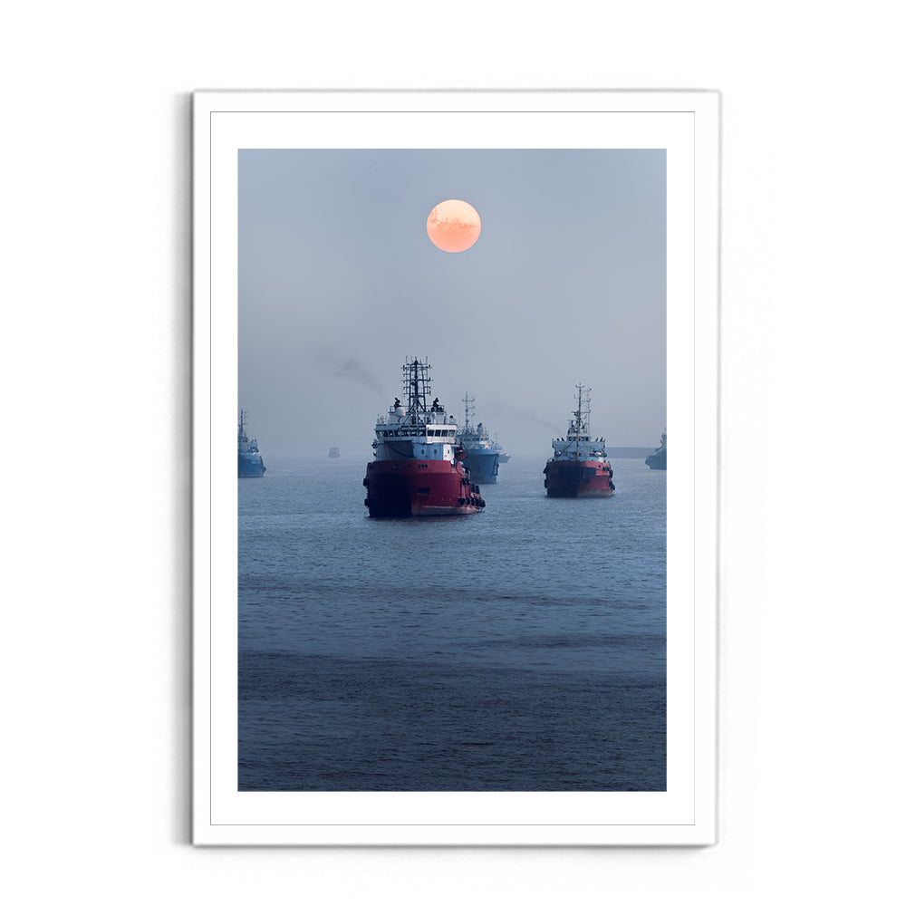 Blood Moon over Mumbai Harbour - Wall Photo Frame by Jeet Khagram