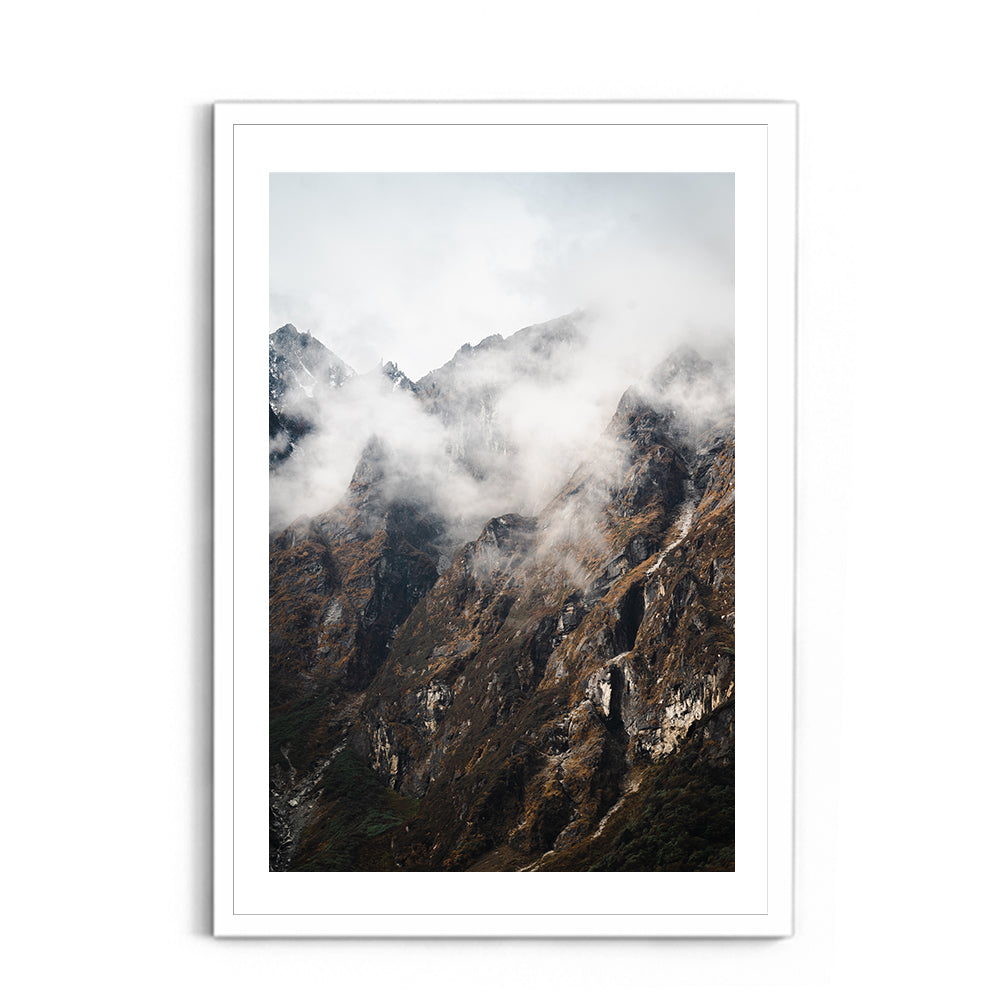 Peaks & Clouds Himalayan Rock Face Photography - Wall Photo Frame by Jeet Khagram