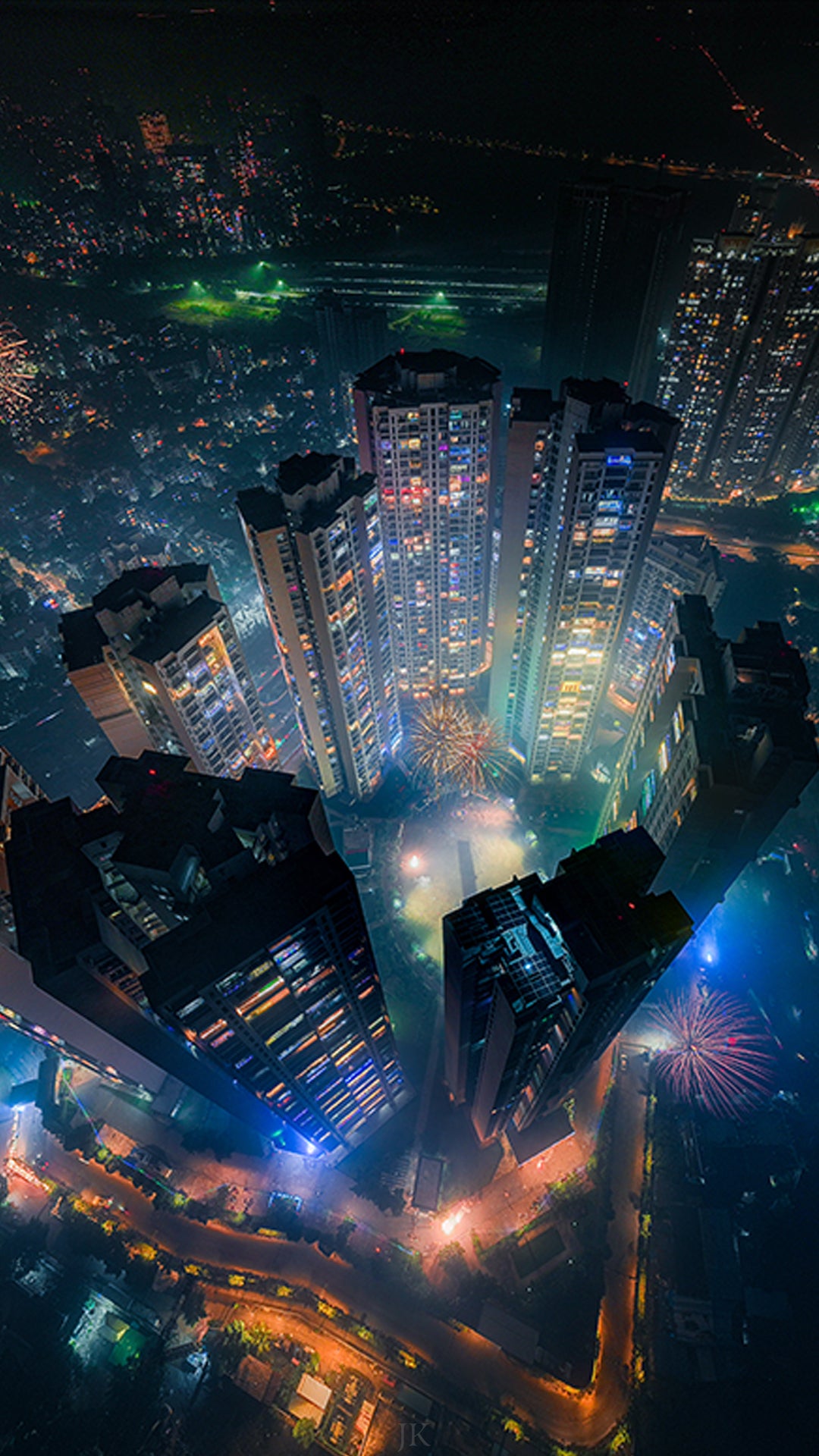 Aerial View of Mumbai City at Night - Premium Mobile Wallpaper by Jeet Khagram