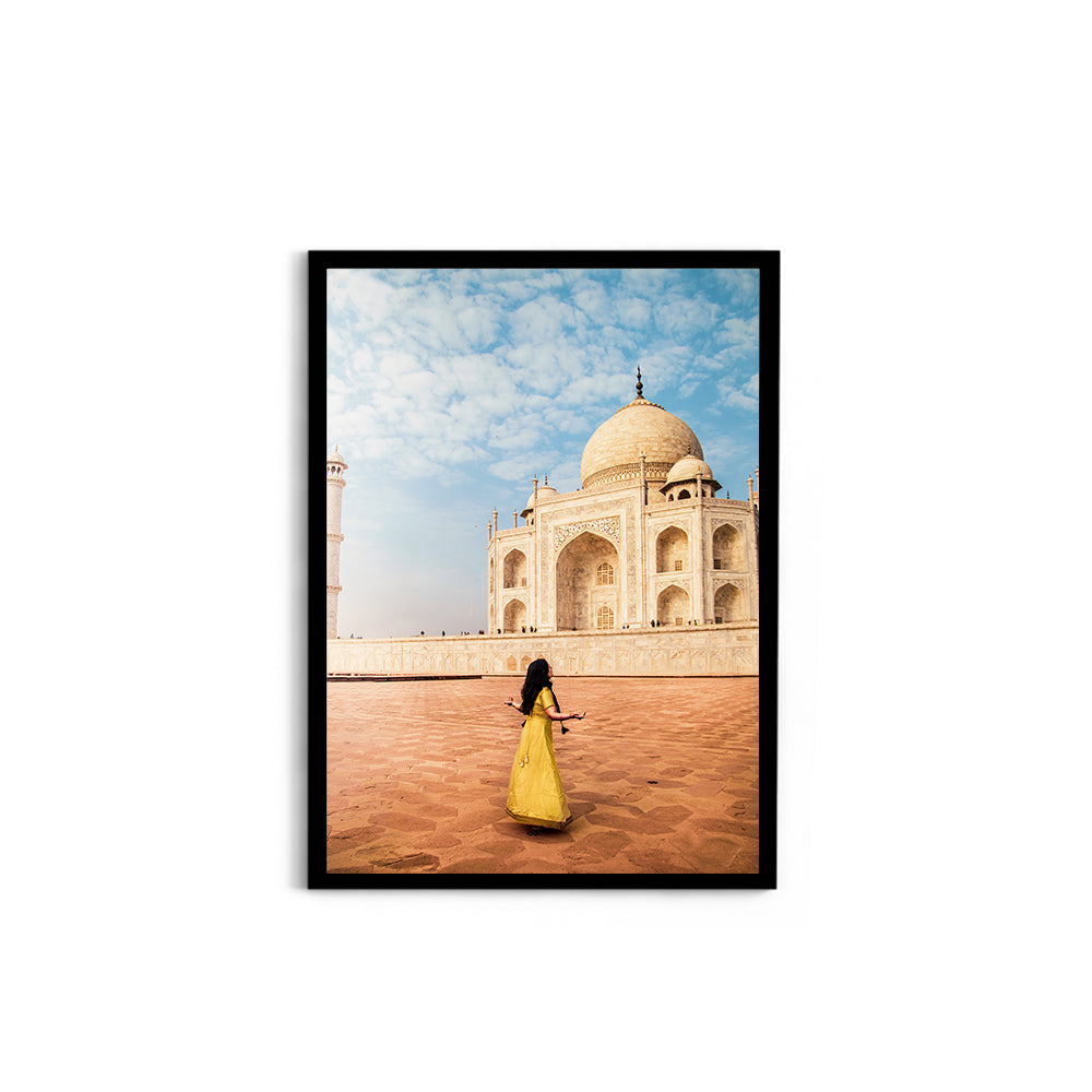 Woman in yellow saree/sari in the Taj Mahal - Taj Mahal
