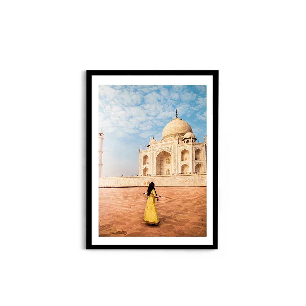 Woman in yellow saree/sari in the Taj Mahal - Taj Mahal