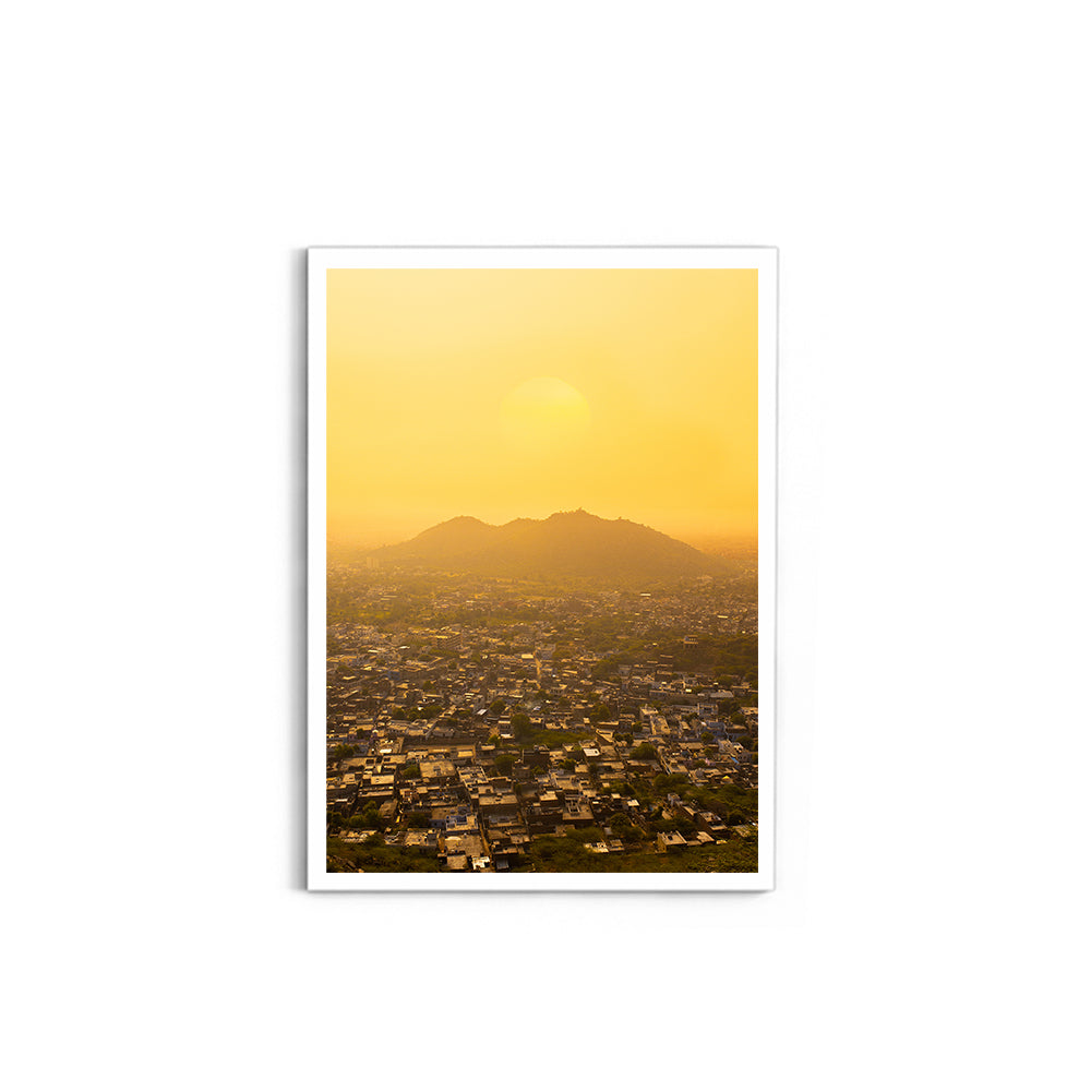 "When Pink Turns Gold"� Jaipur Sunset Aerial - Wall Photo Frame by Jeet Khagram
