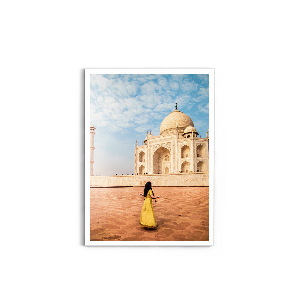 Woman in yellow saree/sari in the Taj Mahal - Taj Mahal
