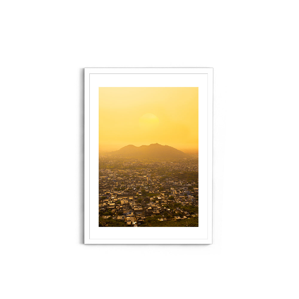 "When Pink Turns Gold"� Jaipur Sunset Aerial - Wall Photo Frame by Jeet Khagram