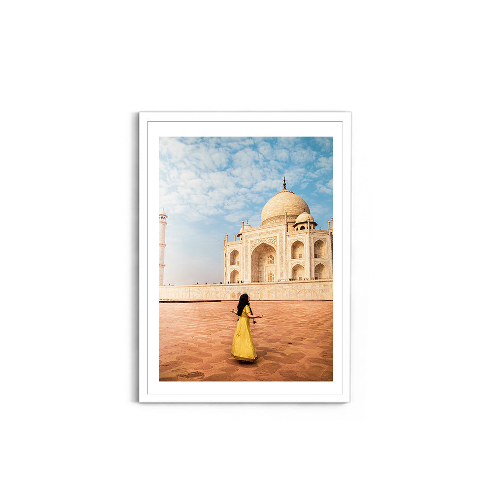 Woman in yellow saree/sari in the Taj Mahal - Taj Mahal