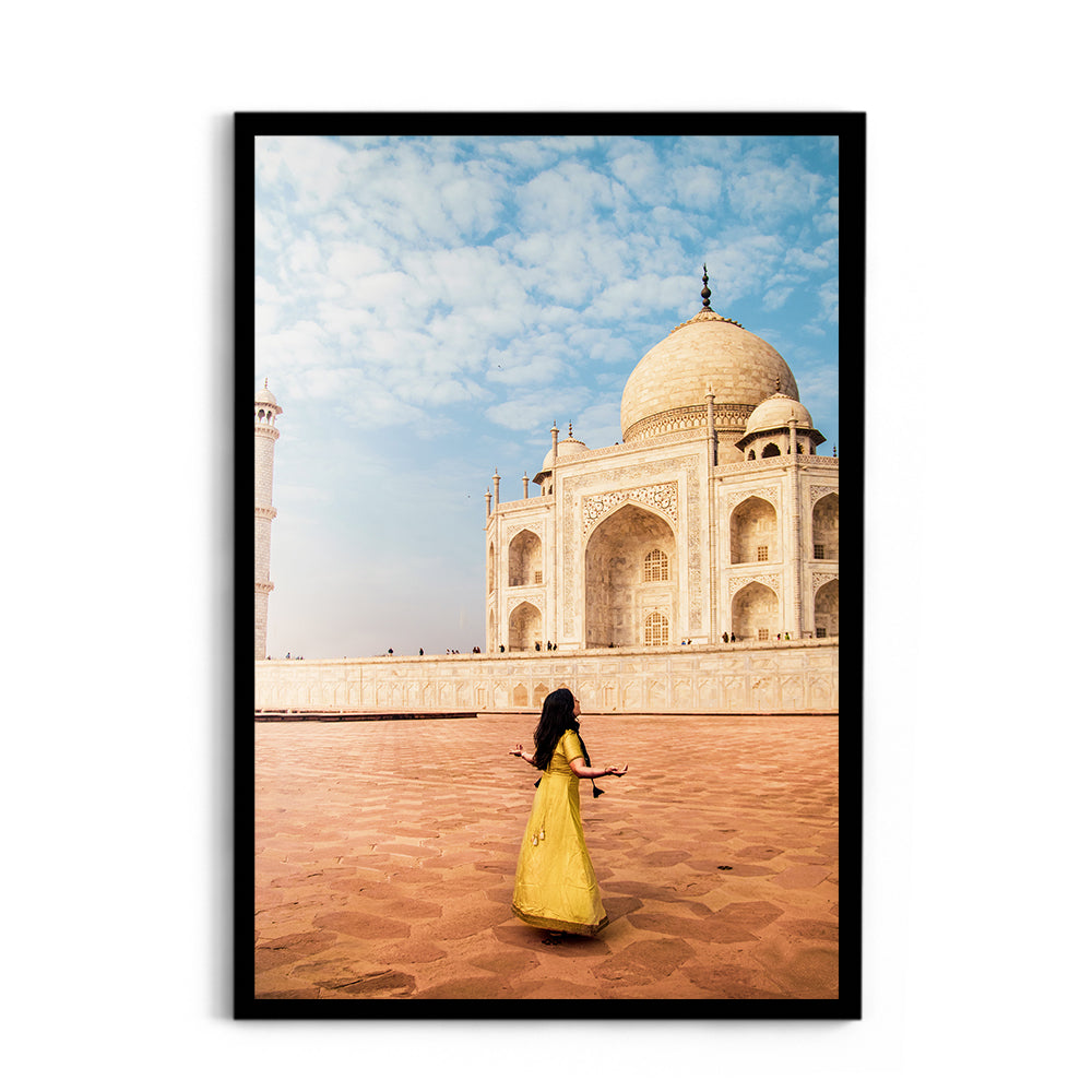 Woman in yellow saree/sari in the Taj Mahal - Taj Mahal