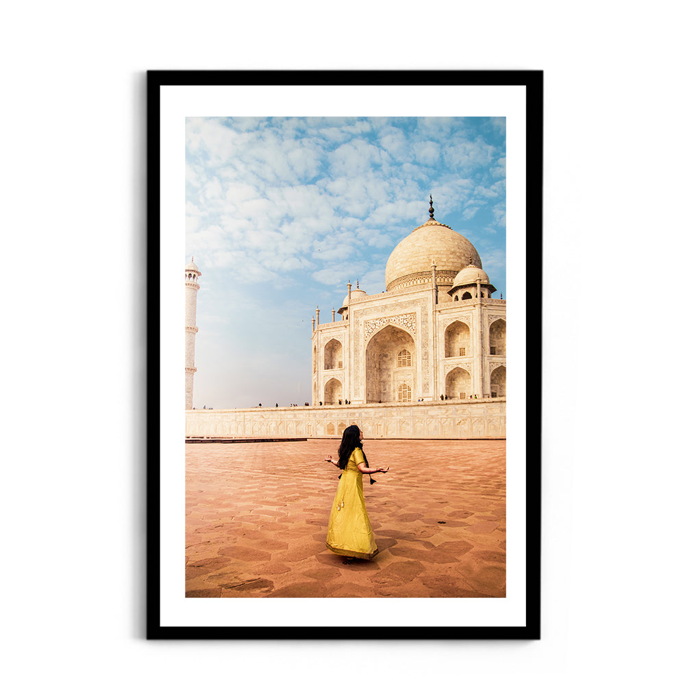 Woman in yellow saree/sari in the Taj Mahal - Taj Mahal