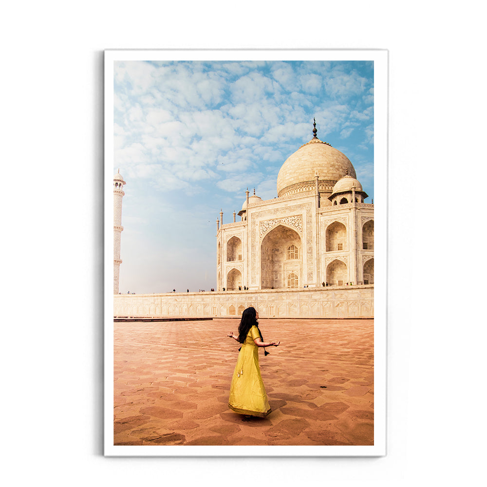 Woman in yellow saree/sari in the Taj Mahal - Taj Mahal