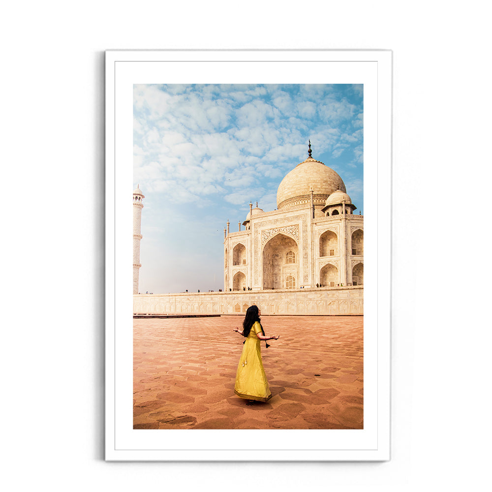 Woman in yellow saree/sari in the Taj Mahal - Taj Mahal