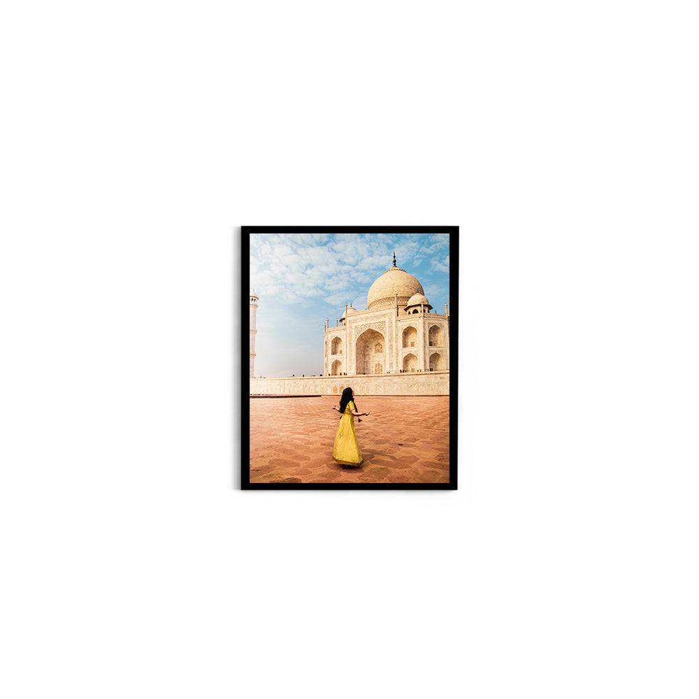 Woman in yellow saree/sari in the Taj Mahal - Taj Mahal