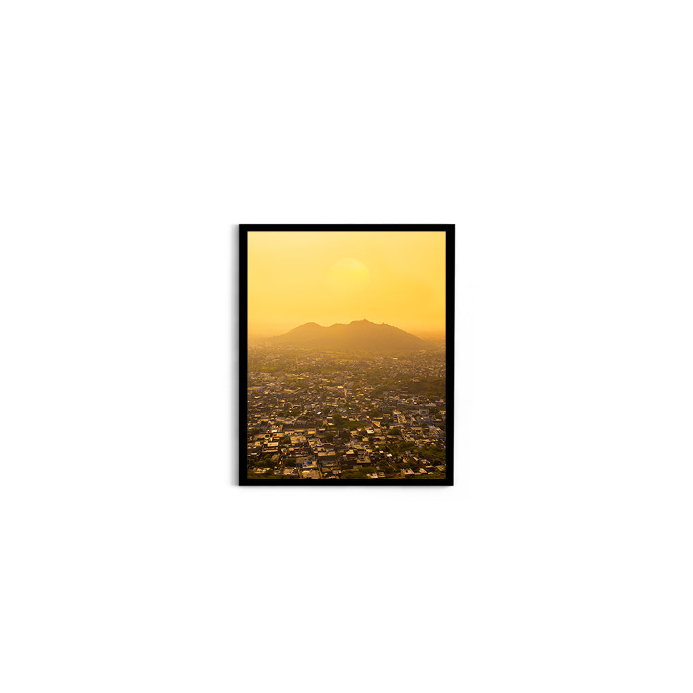 "When Pink Turns Gold"� Jaipur Sunset Aerial - Wall Photo Frame by Jeet Khagram