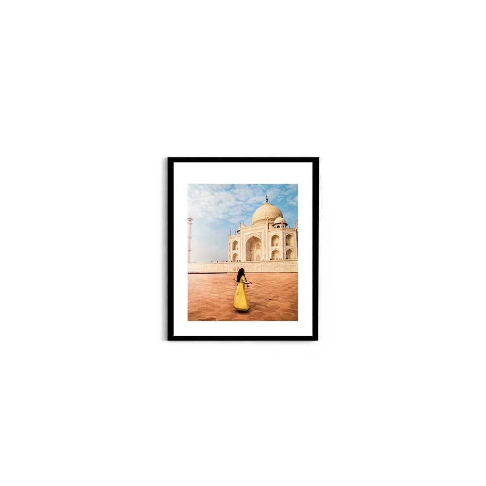 Woman in yellow saree/sari in the Taj Mahal - Taj Mahal
