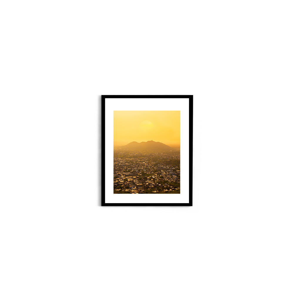 "When Pink Turns Gold"� Jaipur Sunset Aerial - Wall Photo Frame by Jeet Khagram