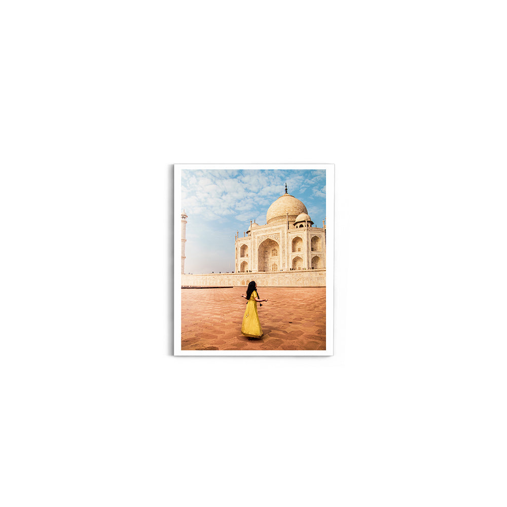 Woman in yellow saree/sari in the Taj Mahal - Taj Mahal