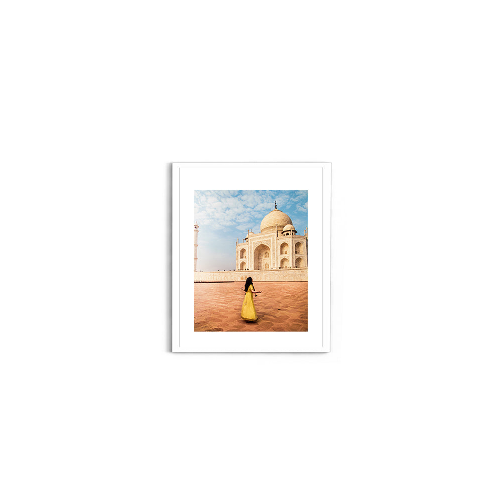 Woman in yellow saree/sari in the Taj Mahal - Taj Mahal