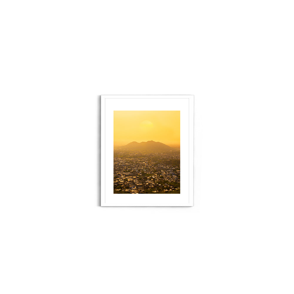 "When Pink Turns Gold"� Jaipur Sunset Aerial - Wall Photo Frame by Jeet Khagram