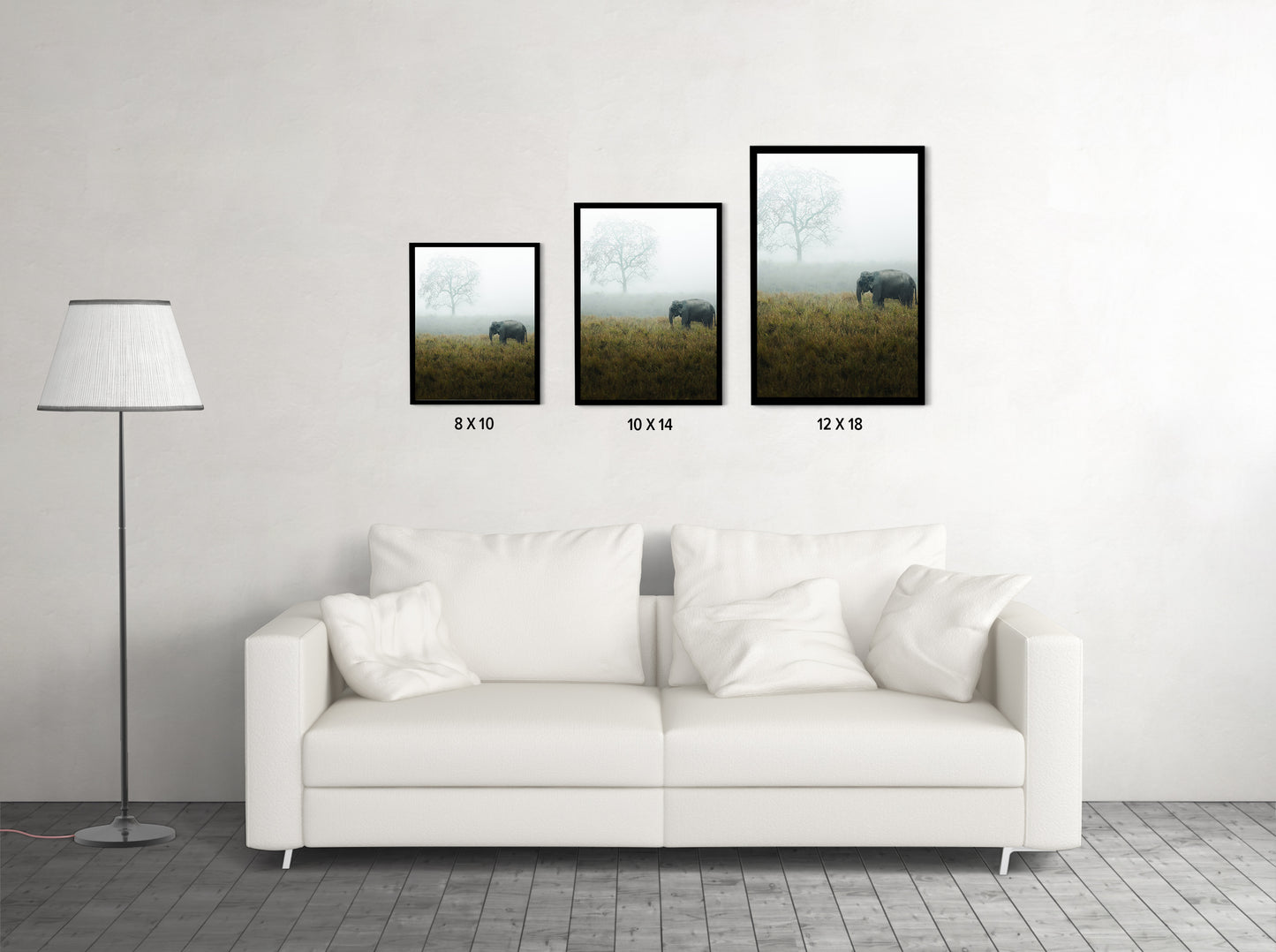 "The Misty Meadow"� Wild Elephant, Assam - Wall Photo Frame by Jeet Khagram